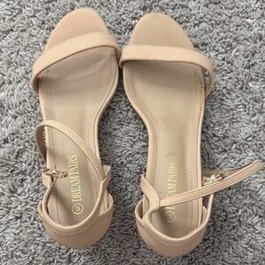 Dream Pairs Beige Ankle-Strap Open-Toe Heels